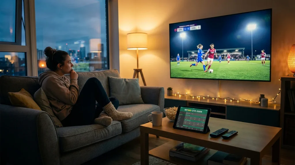 Live wedden op een Champions League Vrouwen wedstrijd met real-time odds op het scherm